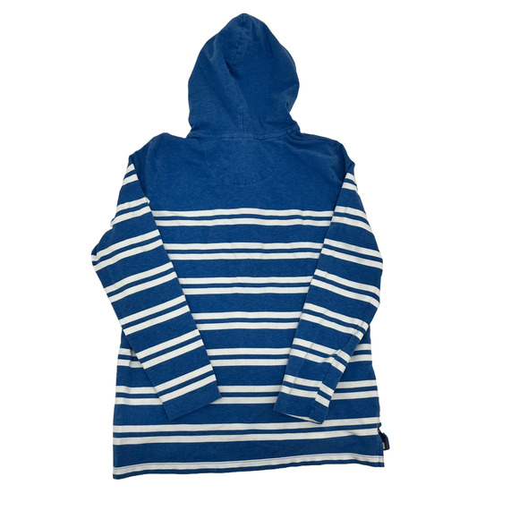 L.L. Bean Mens L Half Button Pullover Hoodie Blue White Striped Long Sleeve - Picture 8 of 11